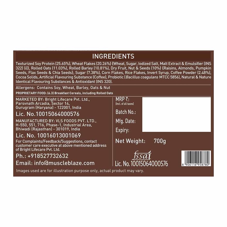 MuscleBlaze High Protein Muesli (Blue Tokai Cafe Mocha)