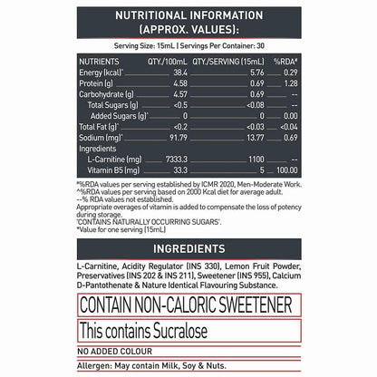 MuscleBlaze Liquid L-Carnitine 1100mg Key Lime