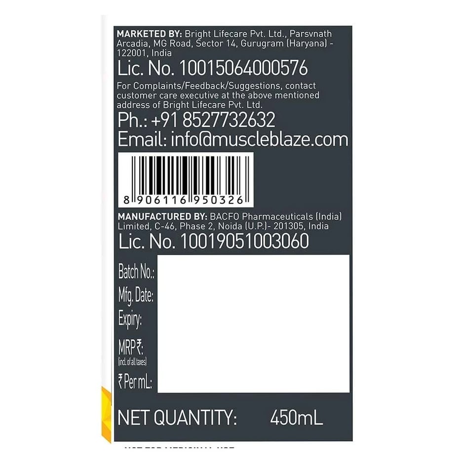MuscleBlaze Liquid L-Carnitine 1100mg Key Lime