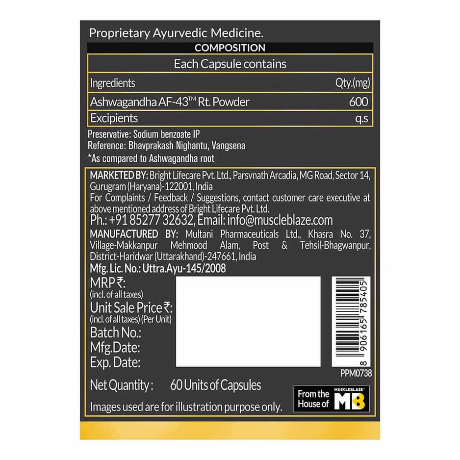Koshaveda Ashwagandha AF-43 600mg 60 capsules