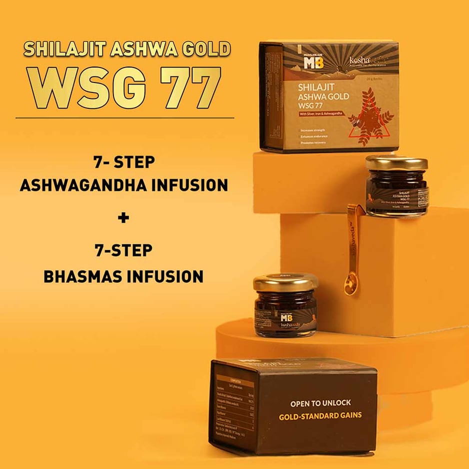 Koshaveda Shilajit Ashwa Gold WSG-77 by MuscleBlaze 20g