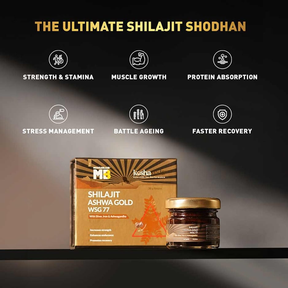 Koshaveda Shilajit Ashwa Gold WSG-77 by MuscleBlaze 20g