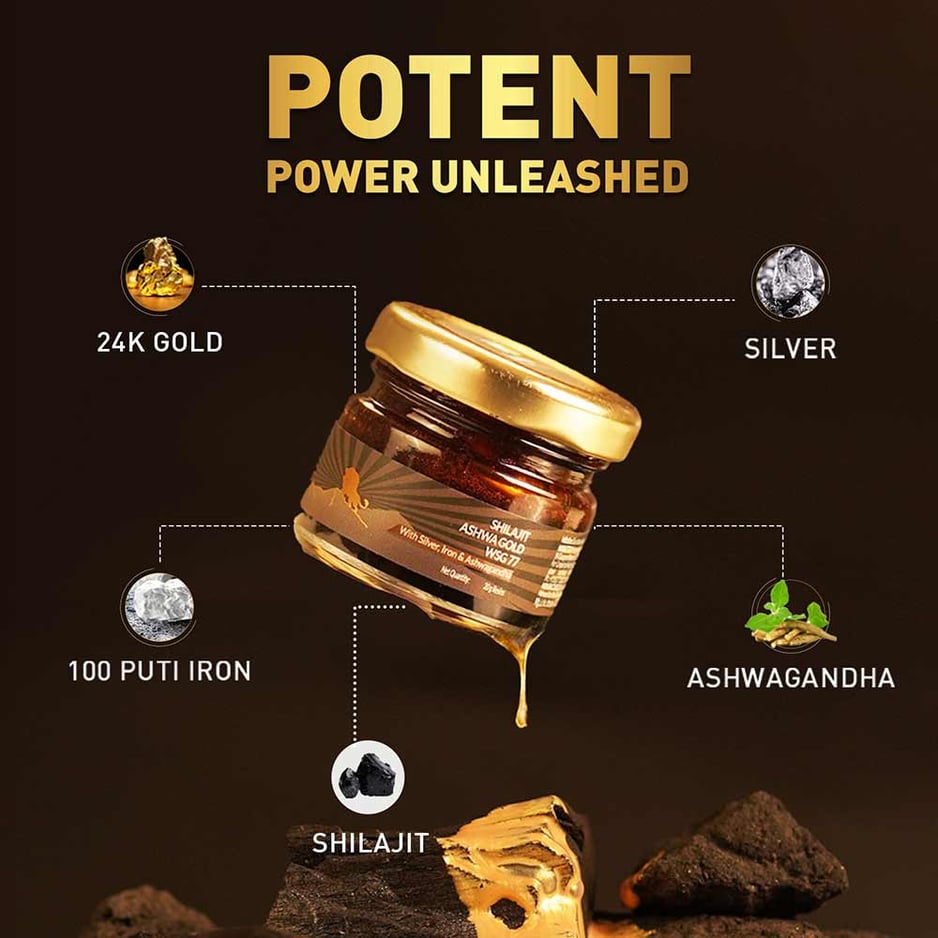 Koshaveda Shilajit Ashwa Gold WSG-77 by MuscleBlaze 20g