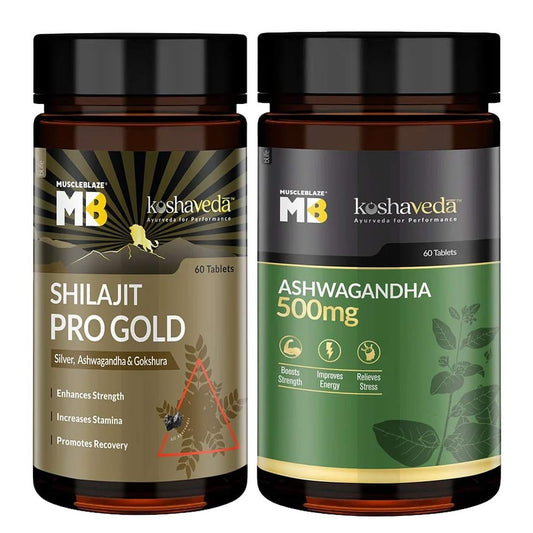 Koshaveda Shilajit Pro Gold & Ashwagandha 60 Tabs Combo