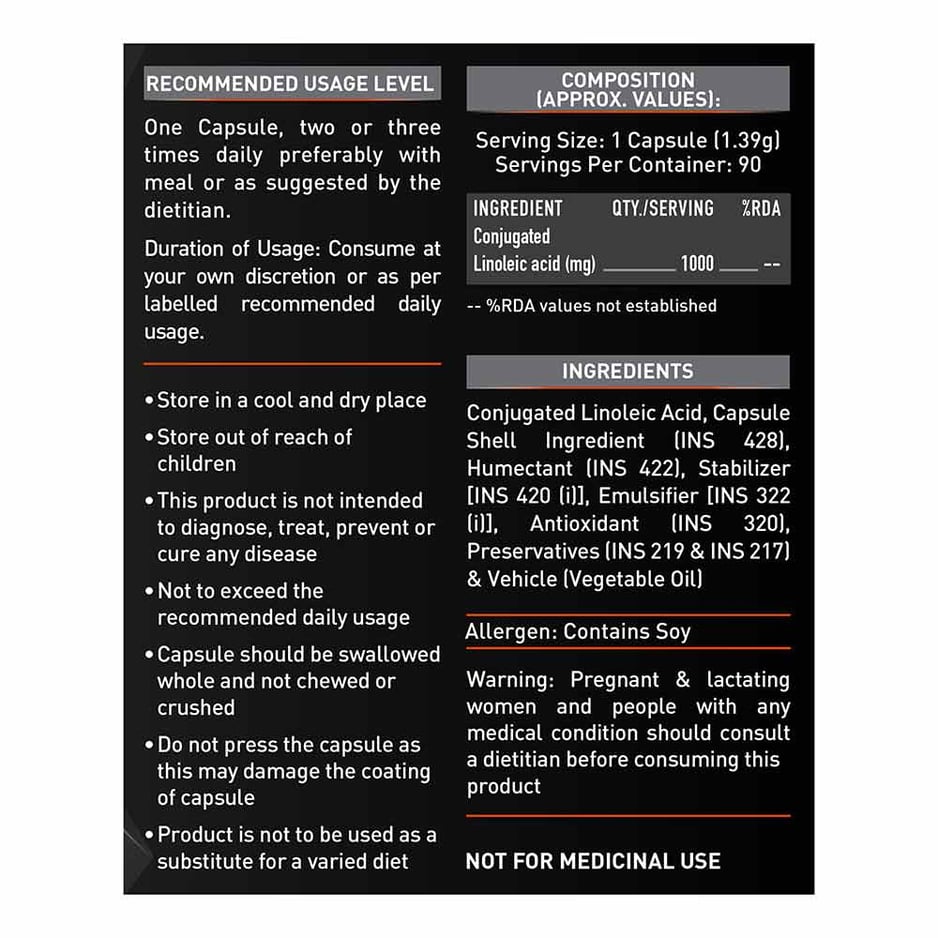 MuscleBlaze CLA 1000 Fat Burner Supplement 90 capsules
