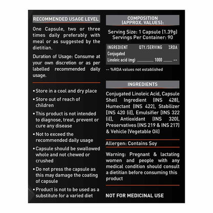 MuscleBlaze CLA 1000 Fat Burner Supplement 90 capsules