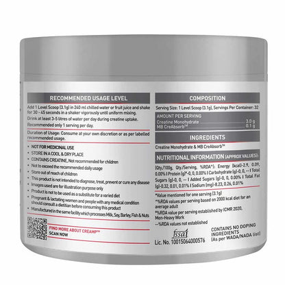 MuscleBlaze Creatine Monohydrate CreAMP 0.22 lb & Biozyme Daily Multivit 90 Tabs Combo