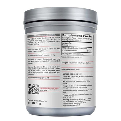 MuscleBlaze Creatine Monohydrate CreAMP 0.55 lb & Fish Oil & MB-VITE 30 Tabs Combo
