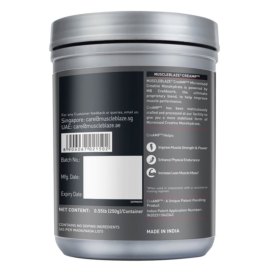MuscleBlaze Creatine Monohydrate CreAMP 0.55 lb & Fish Oil & MB-VITE 30 Tabs Combo