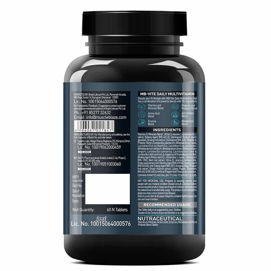 MuscleBlaze Fish Oil & MB-VITE Daily Multivitamin & Ashwagandha 60 Tabs Combo