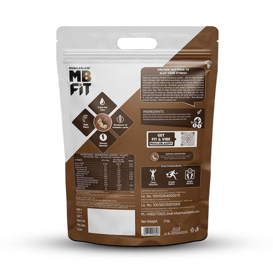 MuscleBlaze High Protein Oats 2 kg & Peanut Butter 1 kg Combo