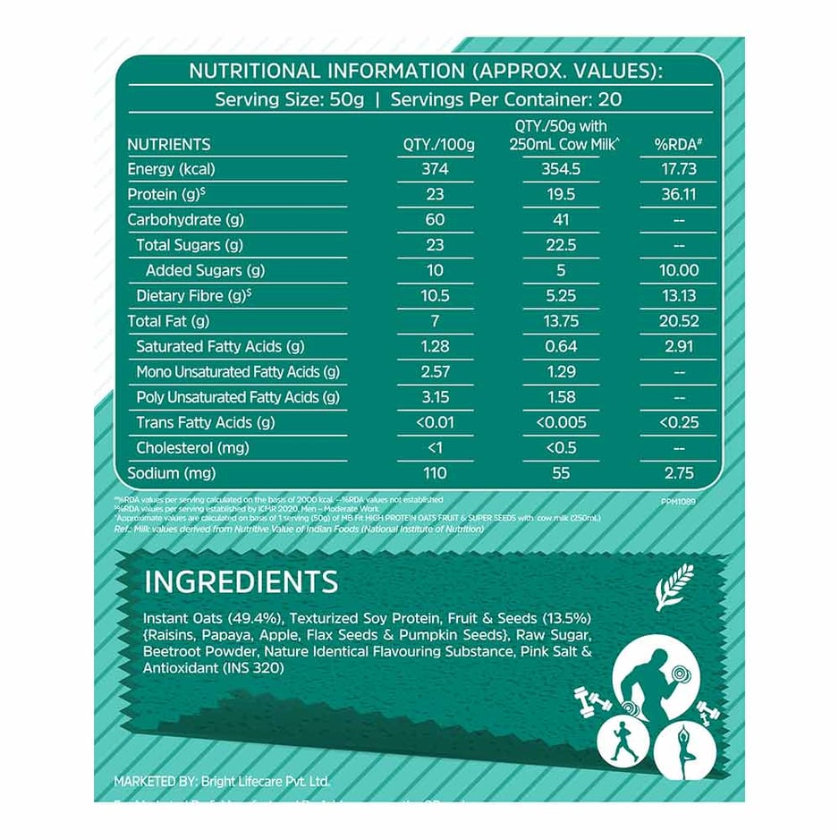 MuscleBlaze High Protein Oats Fruit & Super Seeds