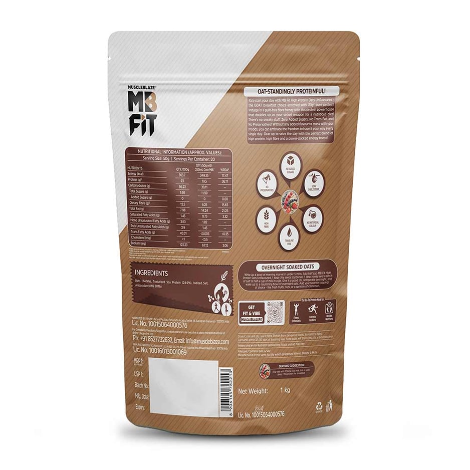 MuscleBlaze High Protein Oats Unflavoured