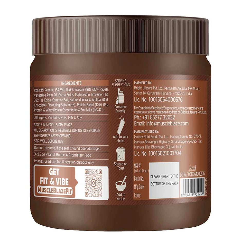 MuscleBlaze High Protein Peanut Butter (Dark Chocolate Creamy)