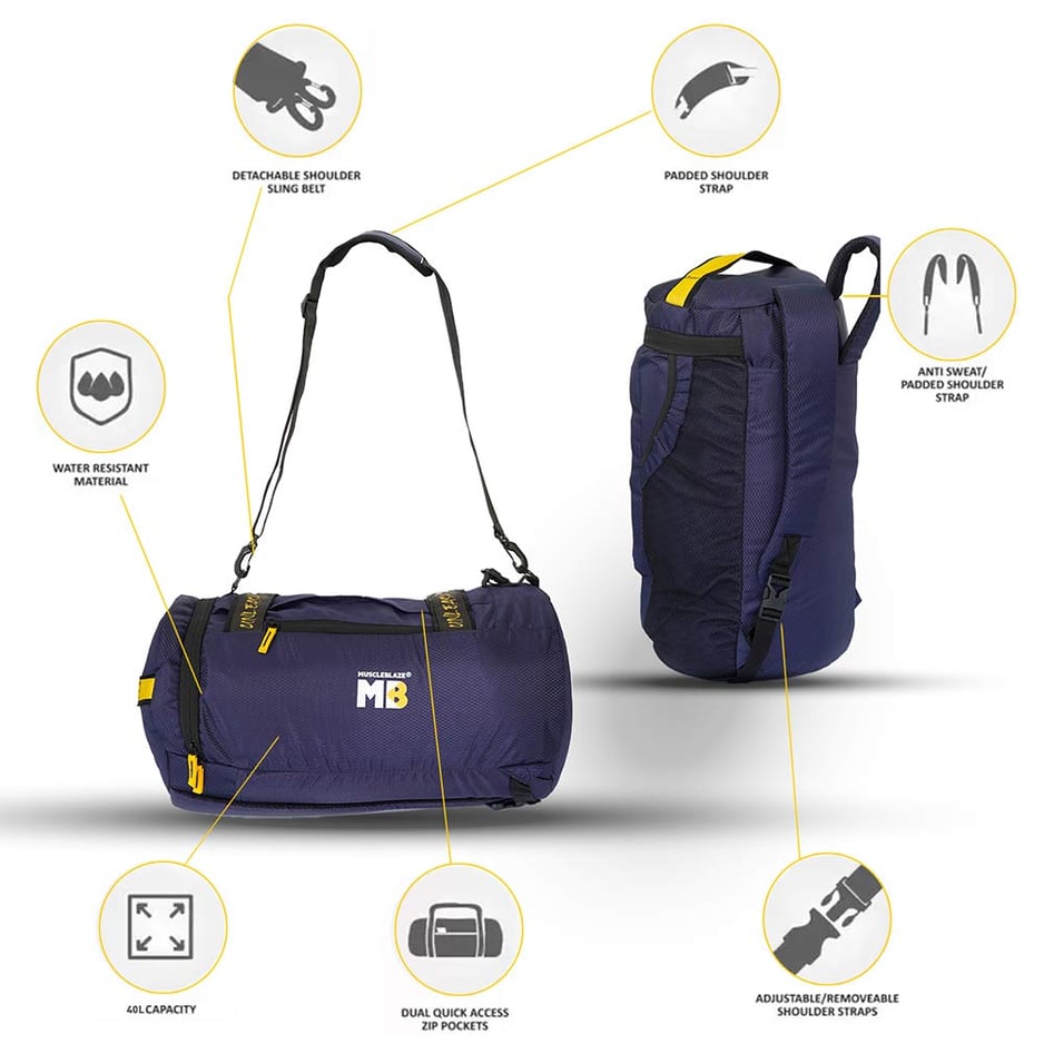 MuscleBlaze Hybrid Gym Bag (UNLEASH THE ZIDD) Blue
