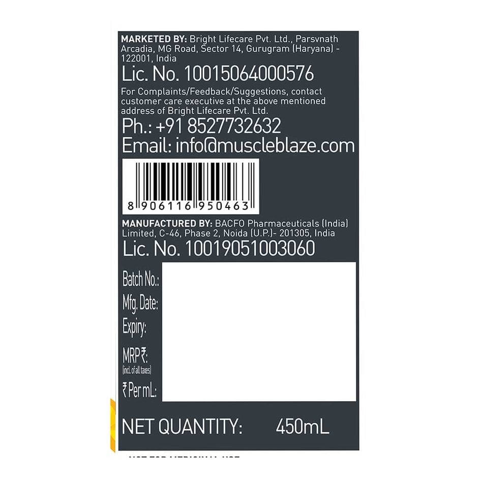 MuscleBlaze Liquid L-Carnitine 1100mg Tangy Orange