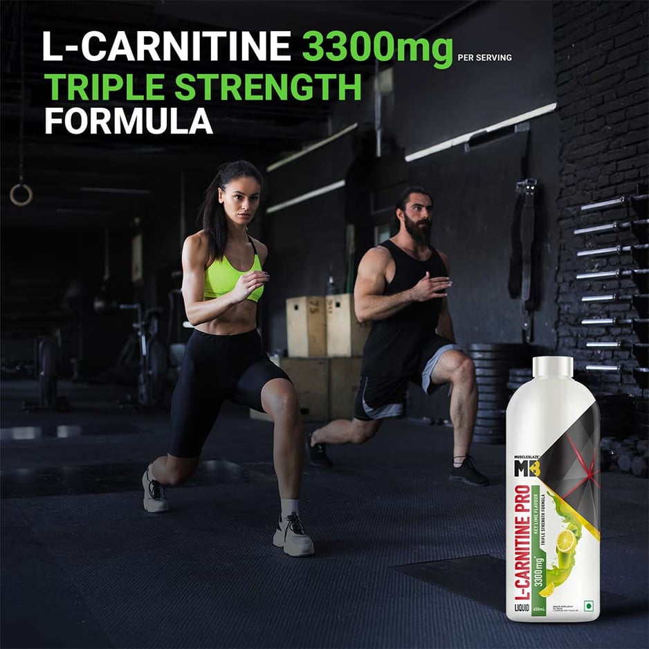 MuscleBlaze Liquid L-Carnitine PRO - 3300mg Triple Strength Formula Key Lime