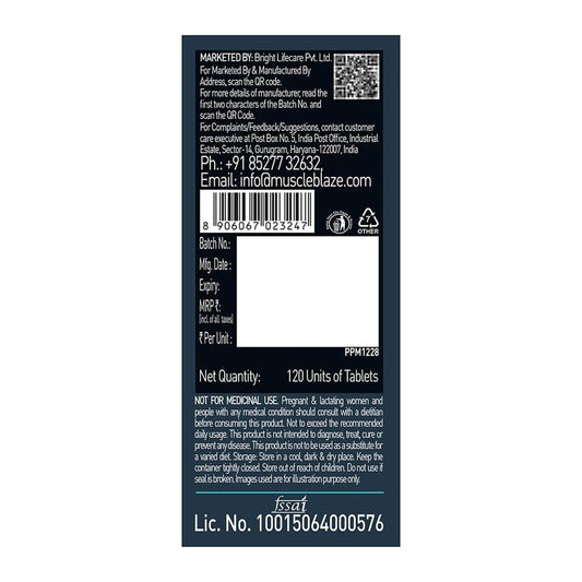 MuscleBlaze MB-VITE Daily Multivitamin, for Enhanced Energy, Stamina & Gut Health 120 tablet(s)