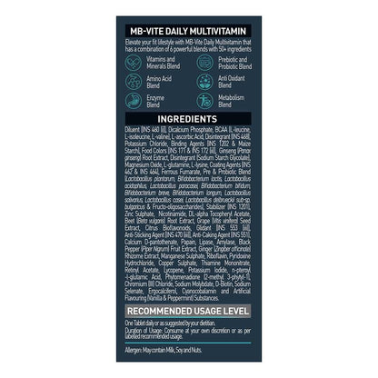 MuscleBlaze MB-VITE Daily Multivitamin, for Enhanced Energy, Stamina & Gut Health 120 tablet(s)