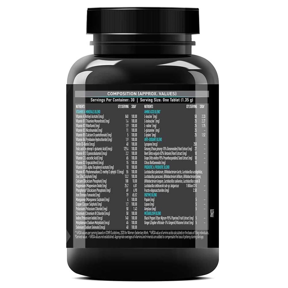 MuscleBlaze MB-VITE Daily Multivitamin, for Enhanced Energy, Stamina & Gut Health 30 tablet(s)