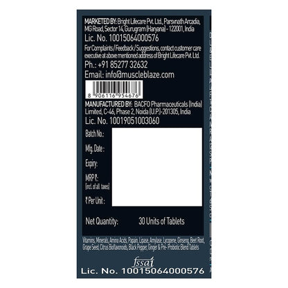 MuscleBlaze MB-VITE Daily Multivitamin, for Enhanced Energy, Stamina & Gut Health 30 tablet(s)