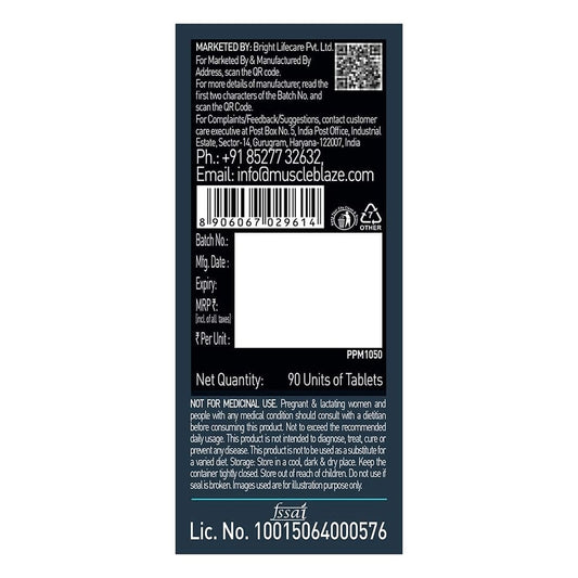 MuscleBlaze MB-VITE Daily Multivitamin, for Enhanced Energy, Stamina & Gut Health 90 tablet(s)