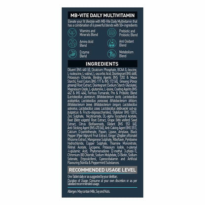 MuscleBlaze MB-VITE Daily Multivitamin, for Enhanced Energy, Stamina & Gut Health 90 tablet(s)
