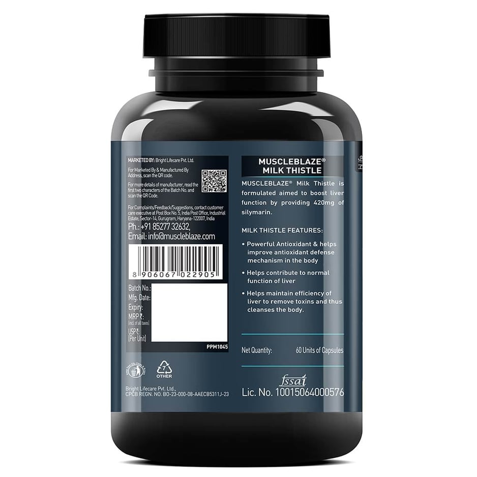 MuscleBlaze Milk Thistle 60 capsules