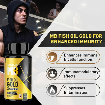 MuscleBlaze Omega 3 Fish Oil Gold 3x Triple Strength (EPA & DHA) 60 capsules