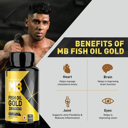 MuscleBlaze Omega 3 Fish Oil Gold 3x Triple Strength (EPA & DHA) 60 capsules