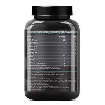 MuscleBlaze Omega 3 Fish Oil (1000 mg) with 180mg EPA and 120mg DHA 180 capsules