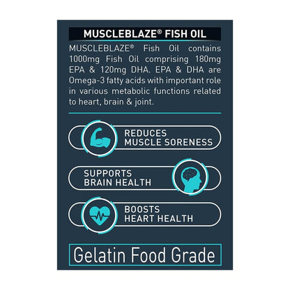 MuscleBlaze Omega 3 Fish Oil (1000 mg) with 180mg EPA and 120mg DHA 180 capsules