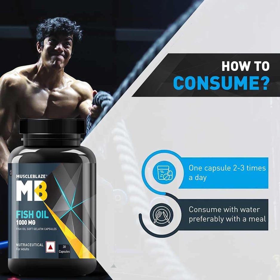 MuscleBlaze Omega 3 Fish Oil (1000 mg) with 180mg EPA and 120mg DHA 30 capsules