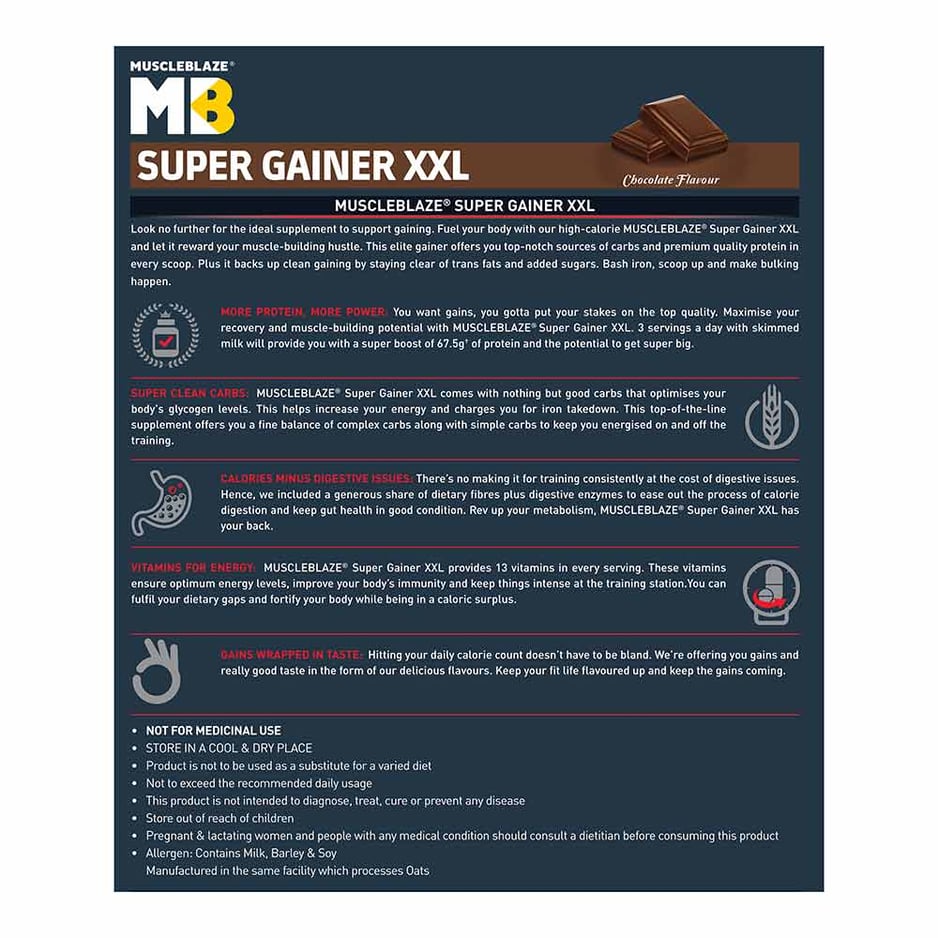 MuscleBlaze Super Gainer XXL Weight Gainer Chocolate