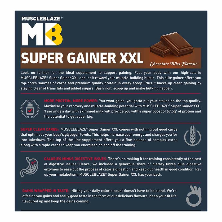 MuscleBlaze Super Gainer XXL Weight Gainer Chocolate Bliss