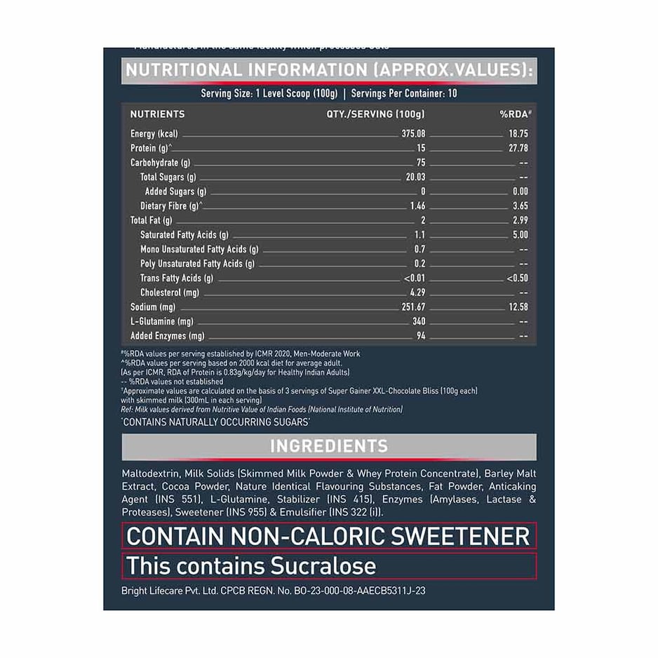 MuscleBlaze Super Gainer XXL Weight Gainer Chocolate Bliss