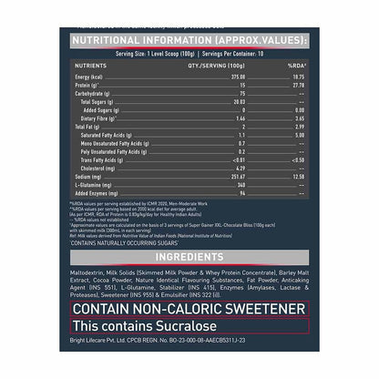 MuscleBlaze Super Gainer XXL Weight Gainer Chocolate Bliss