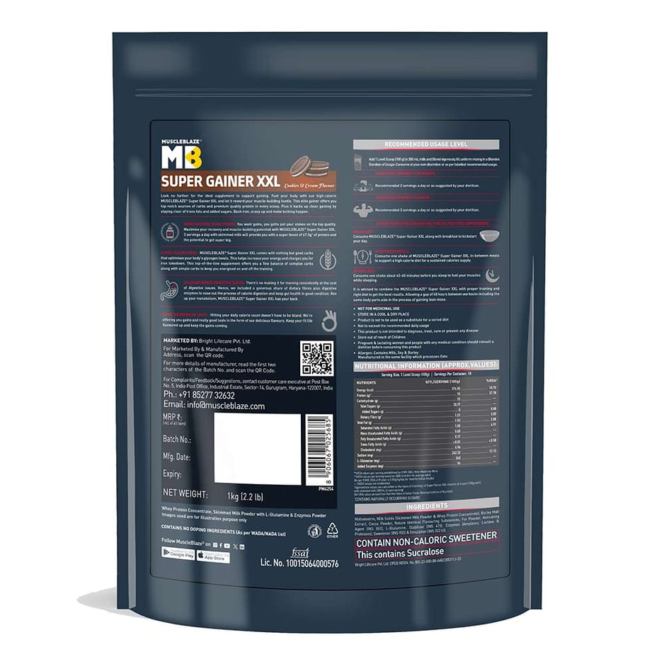 MuscleBlaze Super Gainer XXL Weight Gainer Cookies & Cream