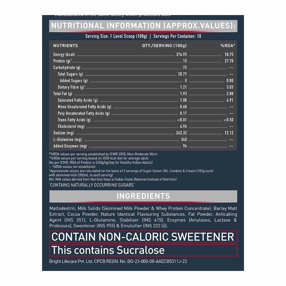 MuscleBlaze Super Gainer XXL Weight Gainer Cookies & Cream