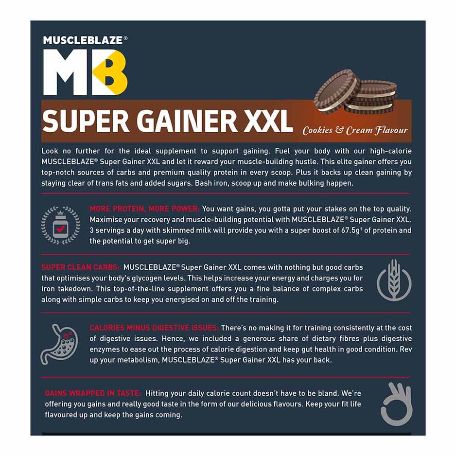 MuscleBlaze Super Gainer XXL Weight Gainer Cookies & Cream