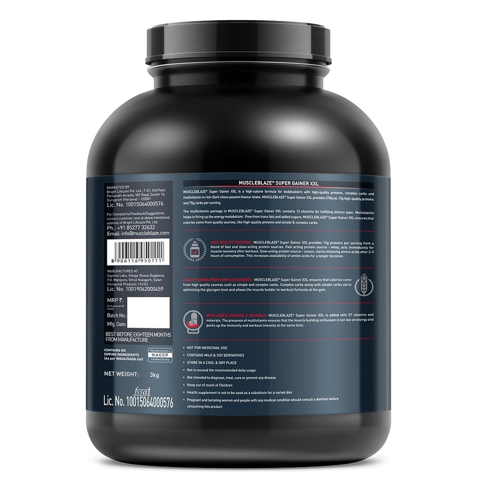 MuscleBlaze Super Gainer XXL Weight Gainer Dark Choco Passion