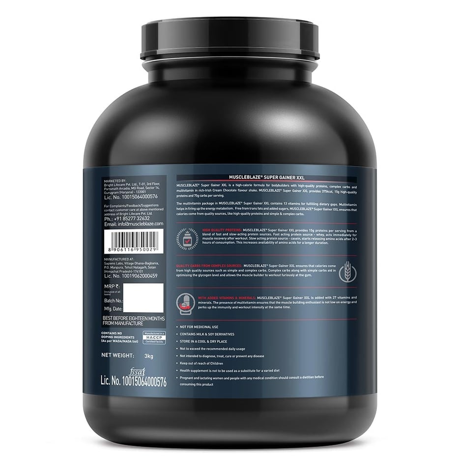 MuscleBlaze Super Gainer XXL Weight Gainer Irish Cream Chocolate
