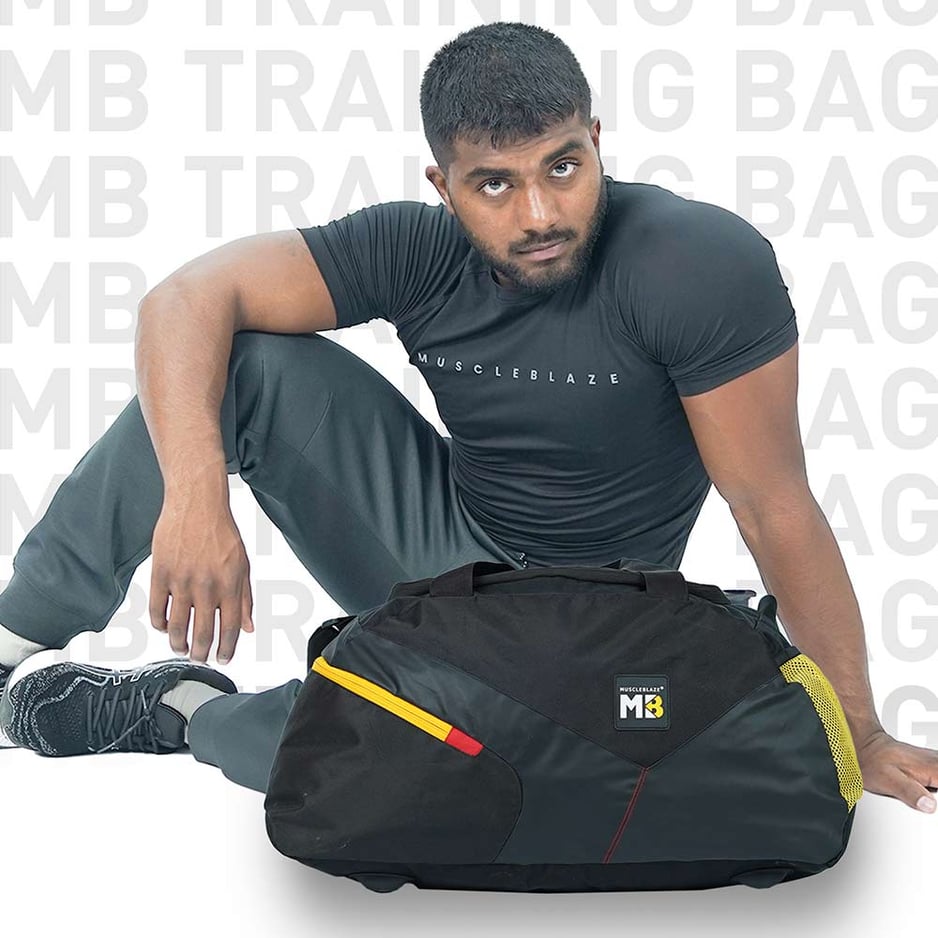 MuscleBlaze Training Bag with Shoe Compartment Black 45 L