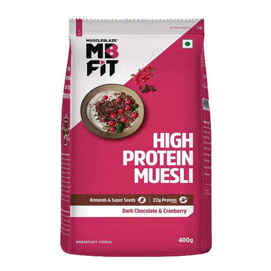 MuscleBlaze High Protein Muesli (Dark Chocolate & Cranberry)