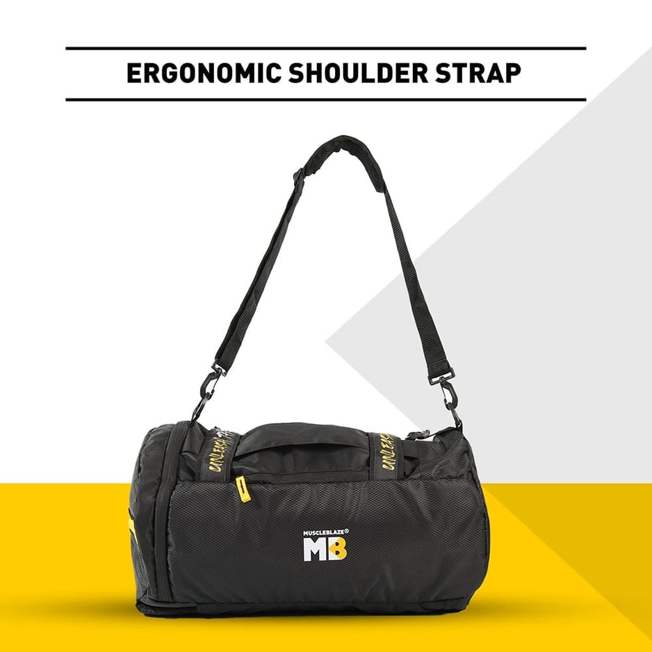 MuscleBlaze Hybrid Gym Bag (UNLEASH THE ZIDD) Black