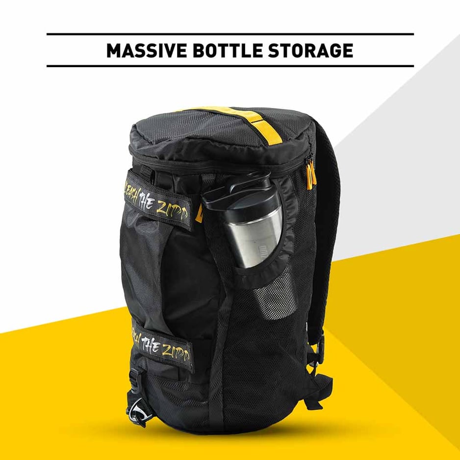 MuscleBlaze Hybrid Gym Bag (UNLEASH THE ZIDD) Black