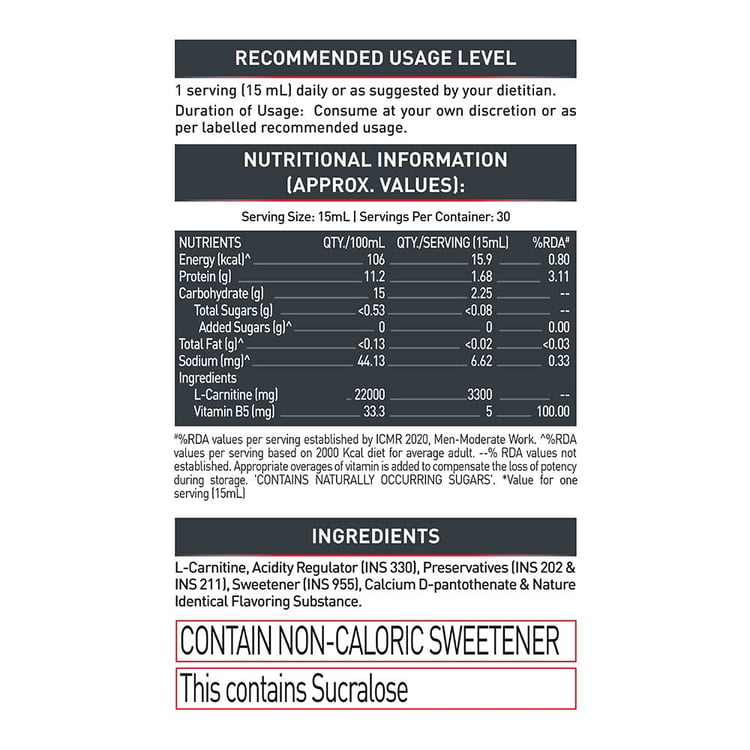MuscleBlaze Liquid L-Carnitine PRO - 3300mg