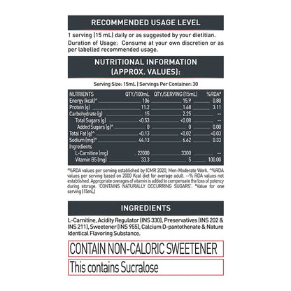 MuscleBlaze Liquid L-Carnitine PRO - 3300mg