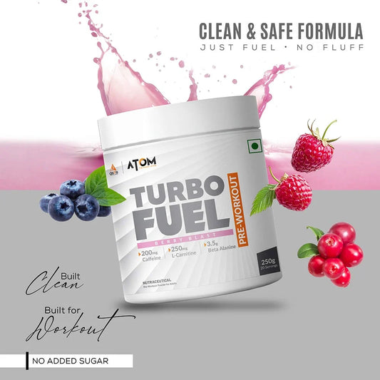AS-IT-IS Nutrition ATOM Turbo Fuel Pre-Workout, 250 g (0.55 lb), Berry Blast