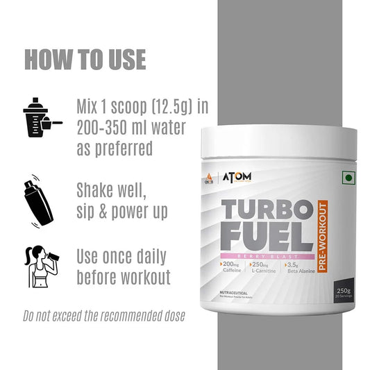 AS-IT-IS Nutrition ATOM Turbo Fuel Pre-Workout, 250 g (0.55 lb), Berry Blast